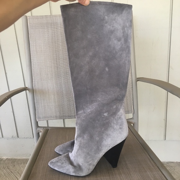 MICHAEL KORS COLLECTION Italy Gray Suede Tall Boots - Picture 2 of 13